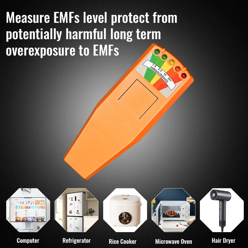 5-LED EMF Meter Magnetic Field Detector Ghost Hunting Paranormal Equipment Tester Portable Counter Professional EMF Meter Tester