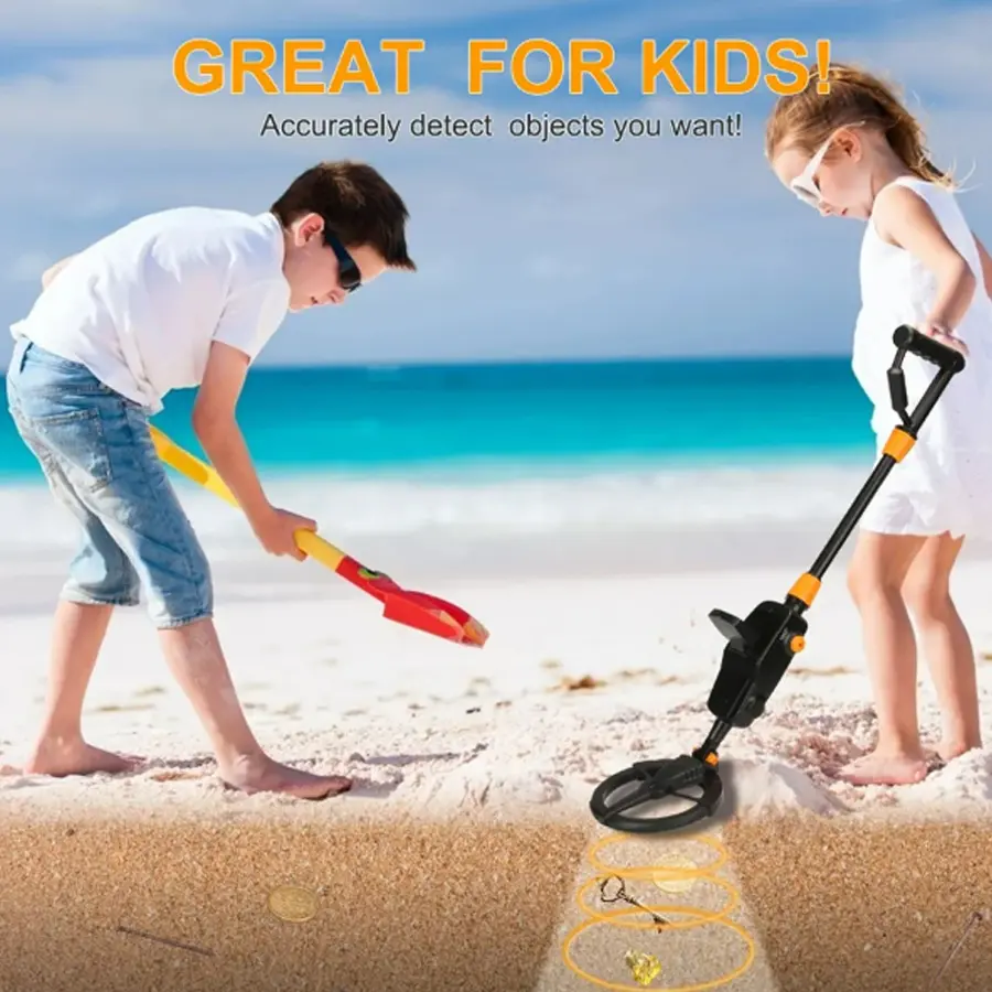 7.4 Inch Waterproof Kid Metal Detectors Gold Detector Lightweight Search Coil (24"-35") Adjustable Metal Detector for Junior