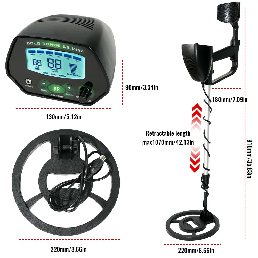 MD-4090 Professional Metal Detector Finder Waterproof Search Coil Seeker Treasure Underground Gold Detector High Accuracy