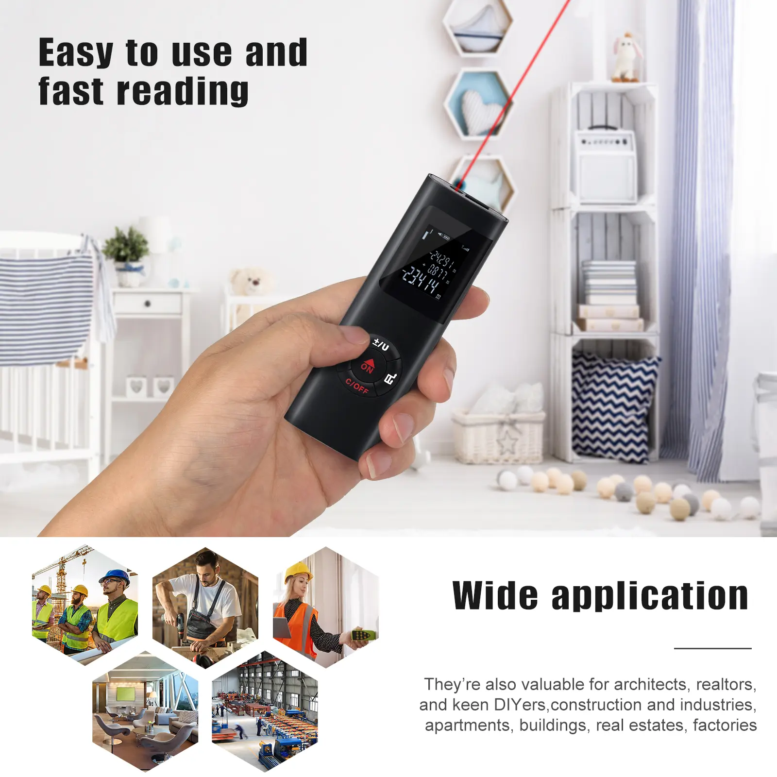 Digital Laser Rangefinder Distance Meter USB Mini Accurate Portable Range Finder 40m Digital Level Laser Portable Measuring Tape
