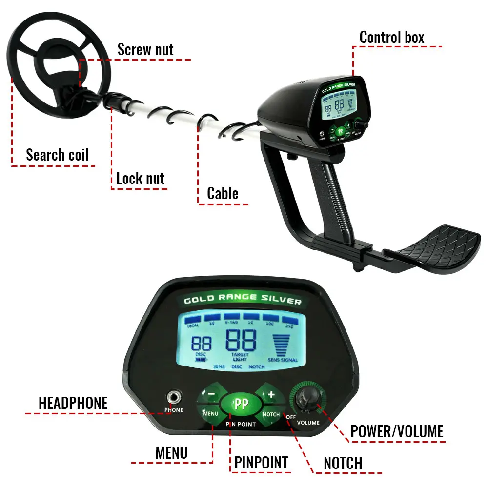 MD-4090 Professional Metal Detector Finder Waterproof Search Coil Seeker Treasure Underground Gold Detector High Accuracy