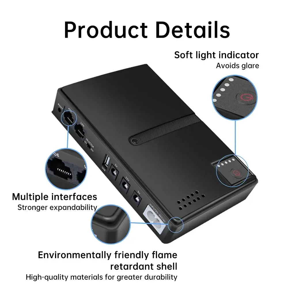 New AC85-265V DC1018P Router 5V9V12V Optical Cat Monitor Backup Uninterruptible 10400Mah DC Power Supply Charger Cell Phone UPS
