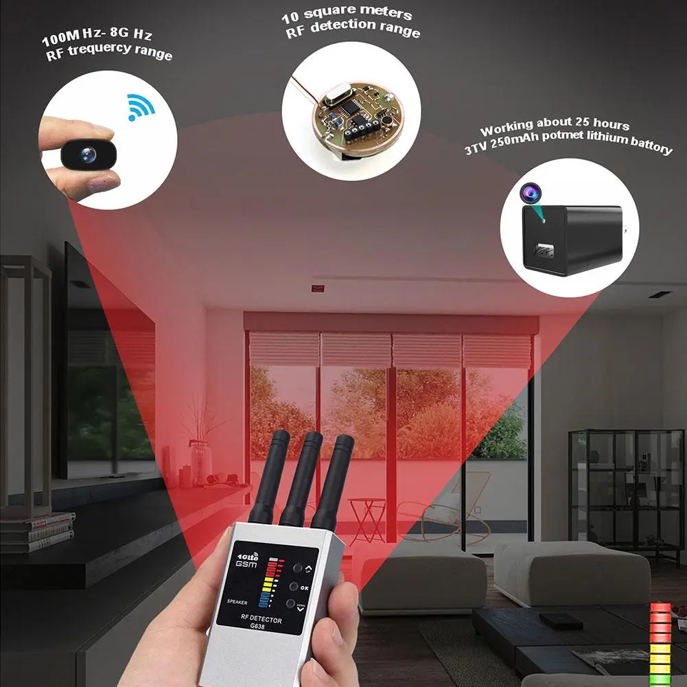 2025 New Anti Portable Pinhole Hidden Lens Detect Gadget For Gps Tracker Hidden Camera Finder Eavesdropping Devi C0v6