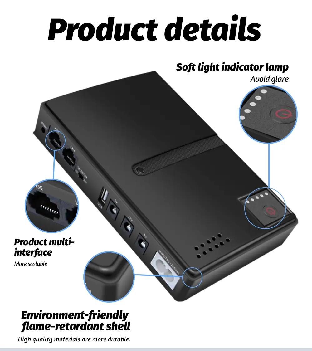 AC85-265V DC1018L Router 5V9V12V Optical Cat Monitor Backup Uninterruptible DC Power Supply Charger Cell Phone UPS NO Battery