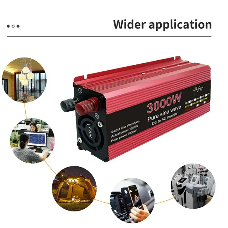 2024 New Pure Sine Wave Inverter DC 12V/24V To AC 110V/220V 1000W 1600W 2000W 2200W Portable Power Bank Converter Solar Inverter