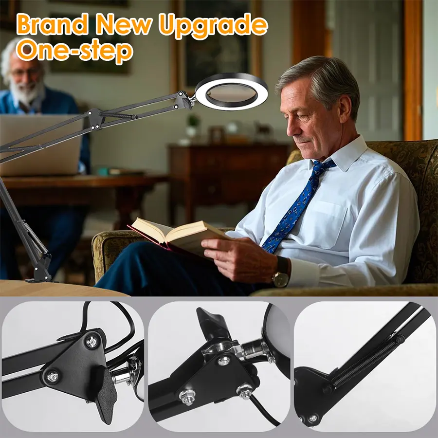 Three folding 5X Illuminated Magnifier USB 3 Colors 72 LED Magnifying Glass for Soldering Iron Repair/Table Lamp/Reading Tool