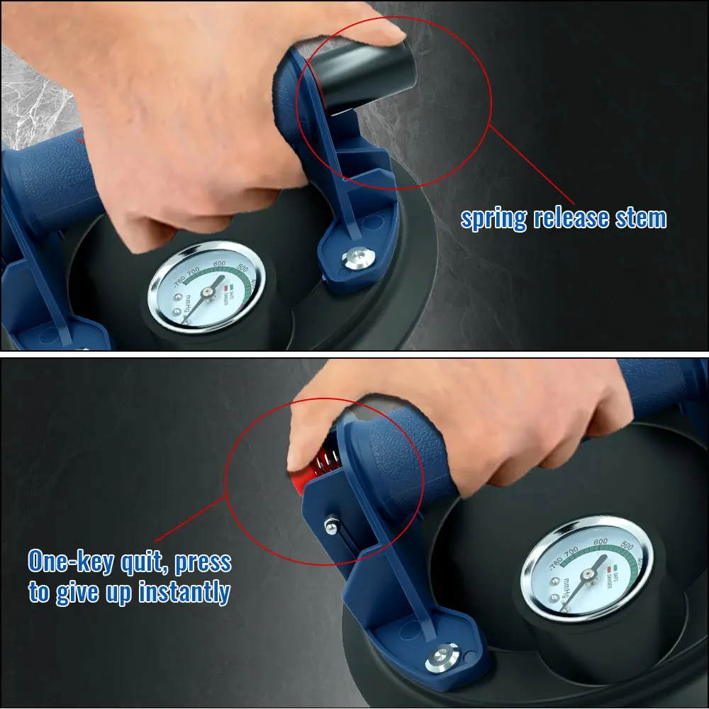 NEW Vacuum Suction Cup 8 Inch 250kg with Pressure Gauge Plastic Handle Heavy Duty Lifter for Granite Tile Glass Manual Lifting