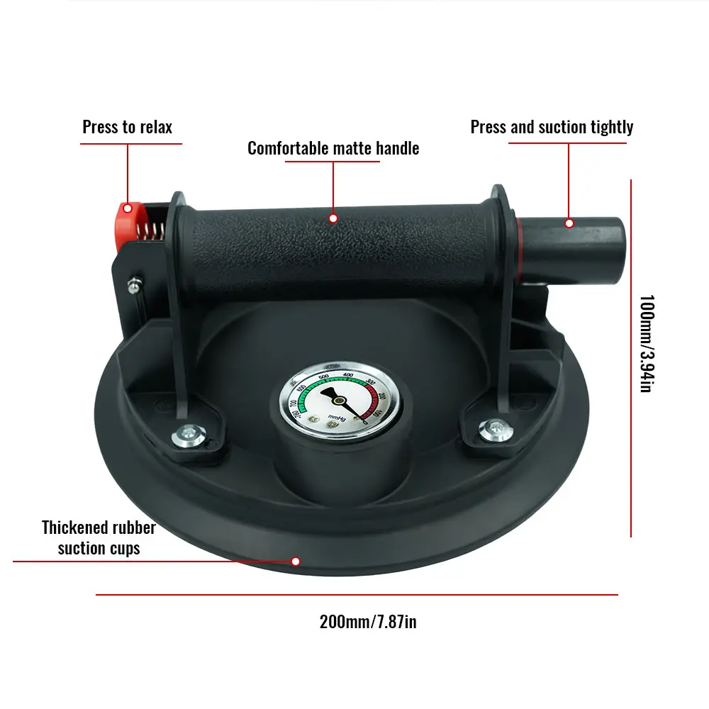 8 inch Suction Cup Lifter, Heavy Duty Vacuum Suction Cups with 250kg Load Capacity, glass suction cups for Metal Tile Smooth