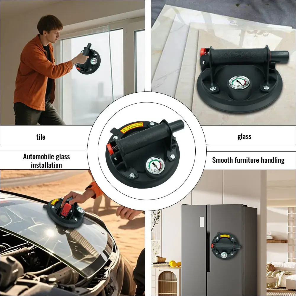 8 inch Suction Cup Lifter, Heavy Duty Vacuum Suction Cups with 250kg Load Capacity, glass suction cups for Metal Tile Smooth