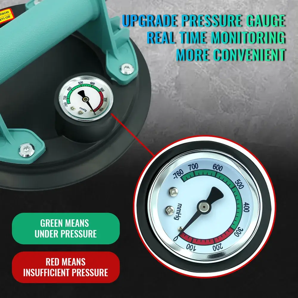 NEW Vacuum Suction Cup 8 Inch 250kg with Pressure Gauge Plastic Handle Heavy Duty Lifter for Granite Tile Glass Manual Lifting