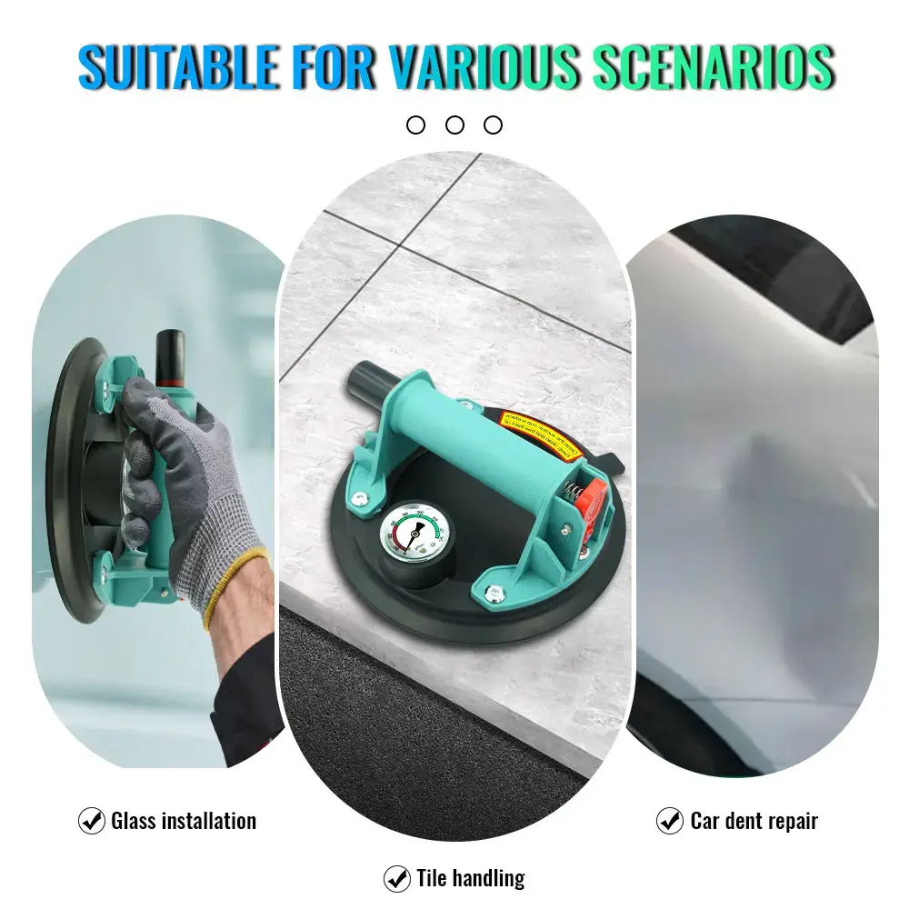 NEW Vacuum Suction Cup 8 Inch 250kg with Pressure Gauge Plastic Handle Heavy Duty Lifter for Granite Tile Glass Manual Lifting