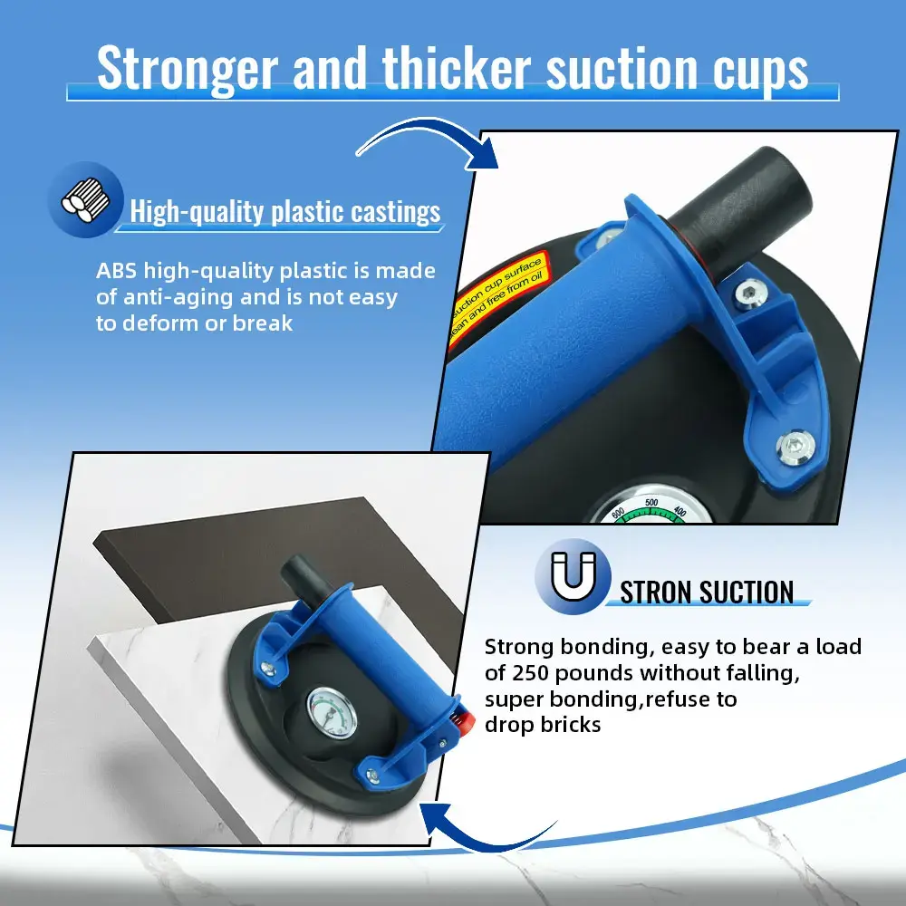 Hot sell 8 Inch Vacuum Suction Cup Glass Lifter Powerful Heavy Duty Vacuum Lifter for Granite & Glass Lifting Window Replacement