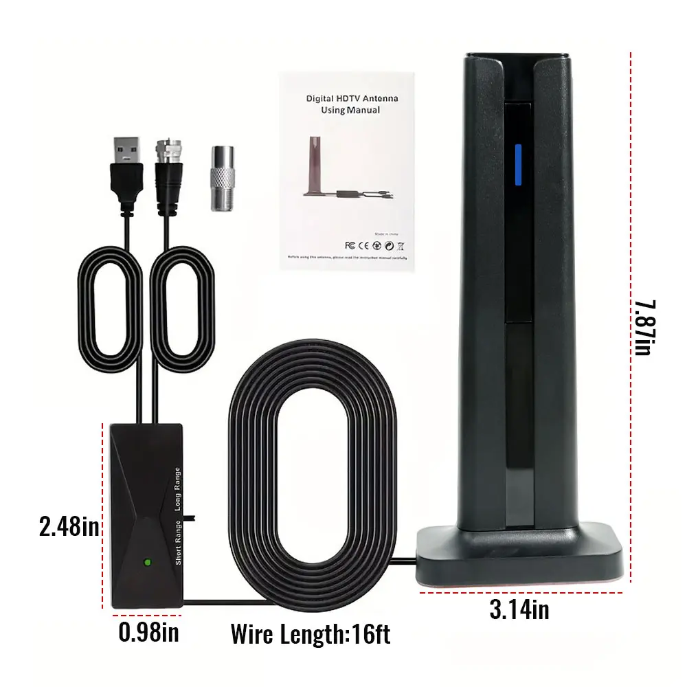 Indoor TV Antenna for All Smart TVs Long Range HD Digital with Signal Amplifier Supports 4K 1080P Local Channels Smart Antenna