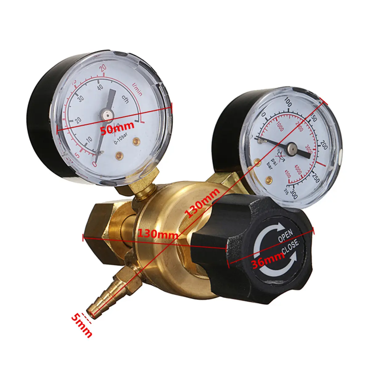 Pressure Regulator Reducer Argon CO2 Welding Twin Gauge Gas Bottle  MIG TIG Welding Flow Meter Control Valve W21.8 1/4 Thread