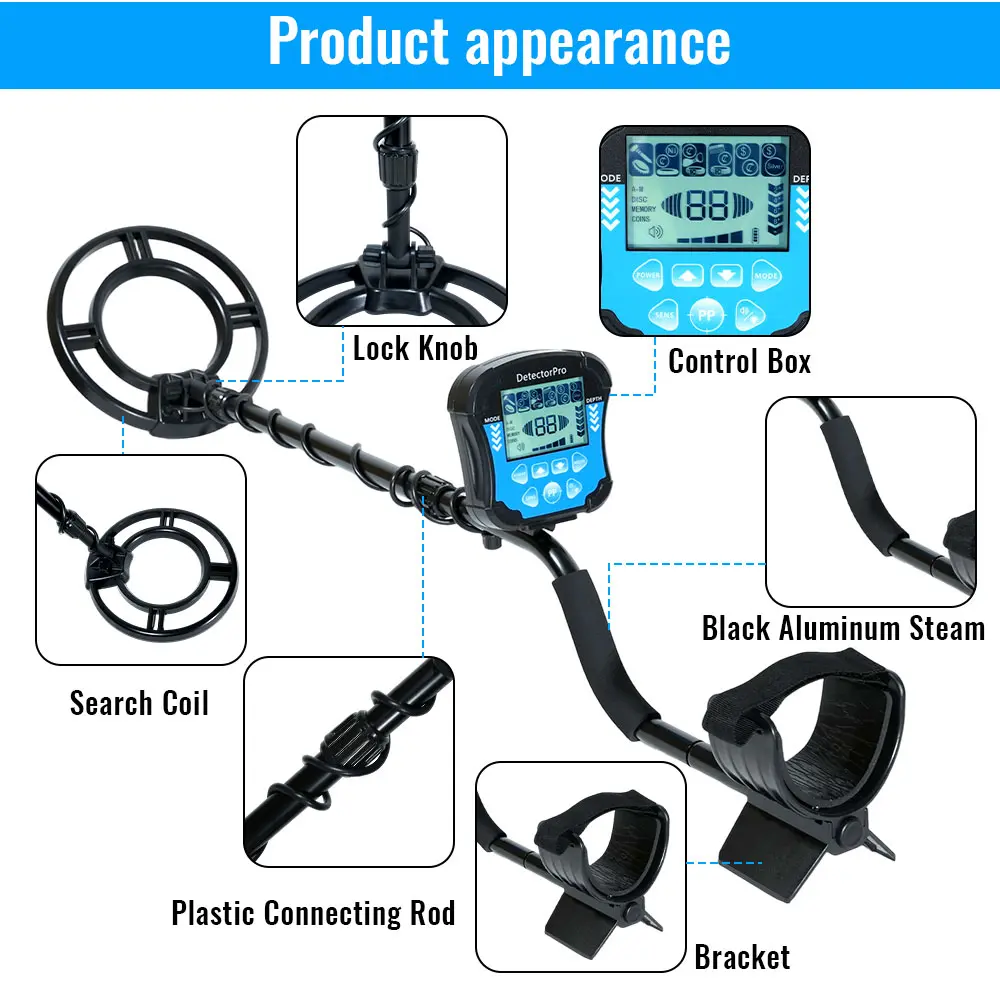 MD-8010 Metal Detector Underground Depth Detection Waterproof Sensitivity Detector For Accurate Positioning of Treasure Hunting