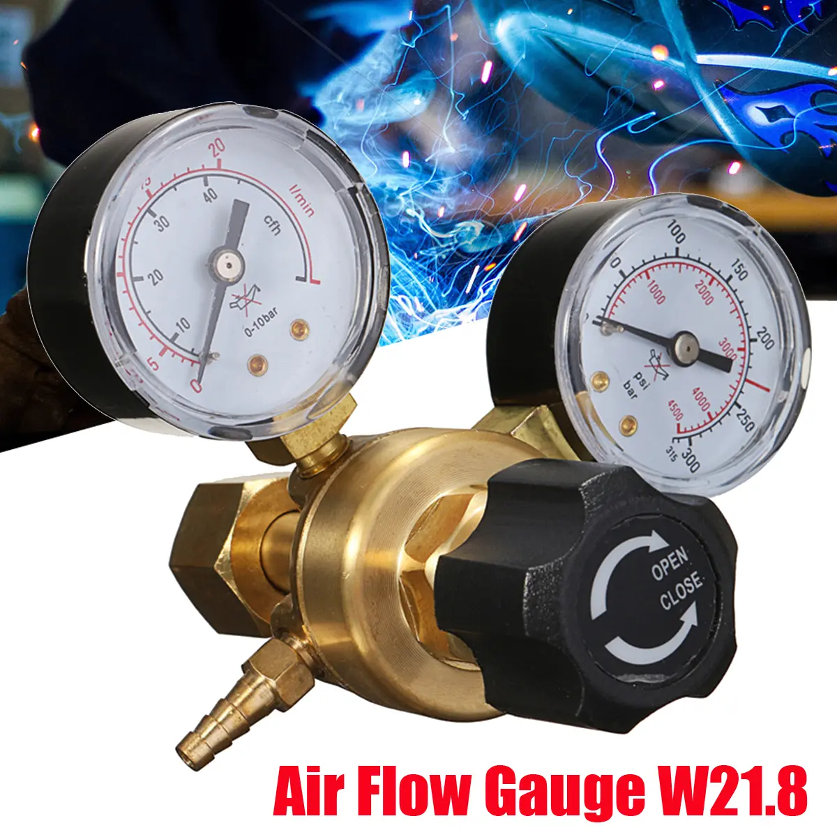 Pressure Regulator Reducer Argon CO2 Welding Twin Gauge Gas Bottle  MIG TIG Welding Flow Meter Control Valve W21.8 1/4 Thread