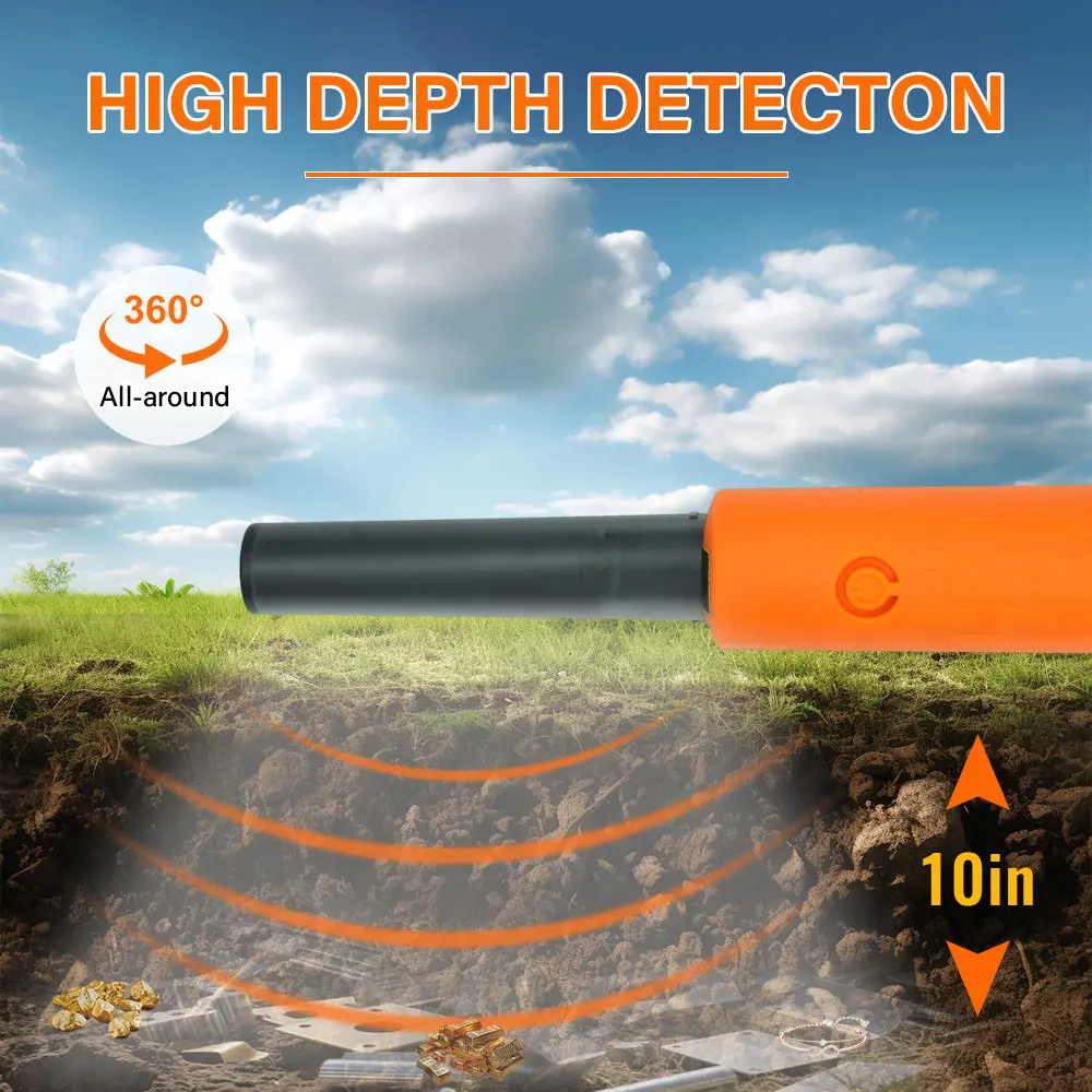 Handheld Metal Detector Metal Pinpointing Rod Detector TC118 Built-in battery Waterproof IP68 Metal Gold Detector Tester