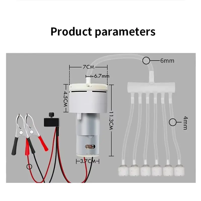 Mini Air Pump Aquarium Pump DC 12V Water Oxygen Pump Motor Adjustable PWM Flow Fishing Aquarium Fish Tank Breeding