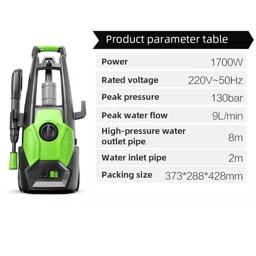 1700W/1500W High Power Electric Pressure Washer 220V Portable Automatic Car Washing Machine with High Pressure Pump Spray Gun
