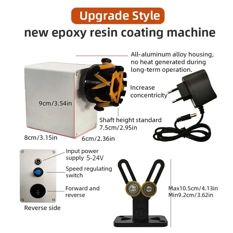 Portable Fishing Rod Winding Machine DIY Fishing Rod Adjustable 0-50RPM Epoxy Resin Spin Coating Machine