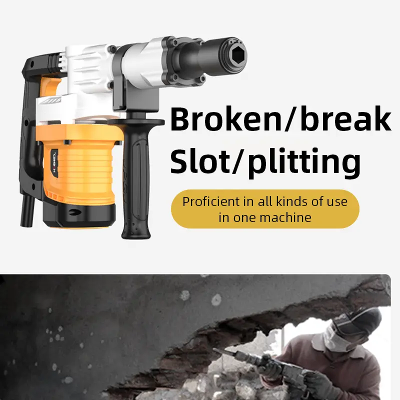 220V Heavy-Duty Electric Pick Industrial-Grade Wall Demolition Hammer Suitable for Breaking Wall Concrete Chisel Tools Slotting
