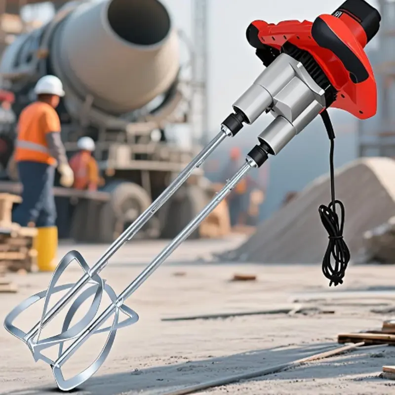 High Power Electric Cement Mixer Dual Head Mortar Mixer Machine Concrete Mixing Tool  Paint Coating Mixer For Construction sites