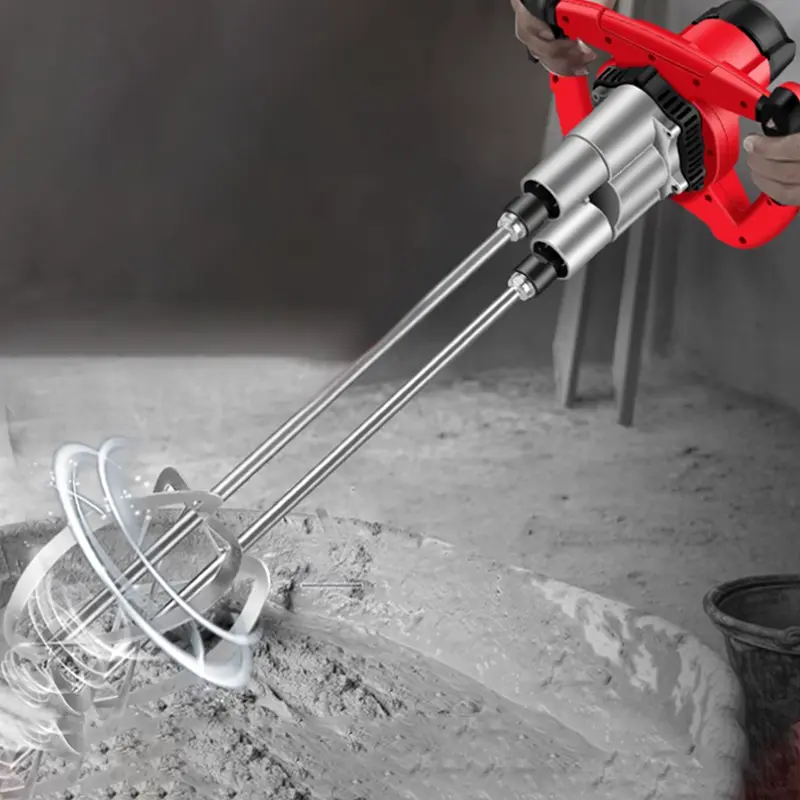 High Power Electric Cement Mixer Dual Head Mortar Mixer Machine Concrete Mixing Tool  Paint Coating Mixer For Construction sites