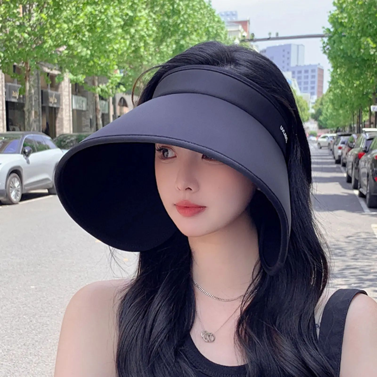 Womens Wide Brim Sun Hat Summer Wrap Around Face UV Protection Sun Visor Breathable Outdoor Sunscreen Cap for Beach Travel Sport