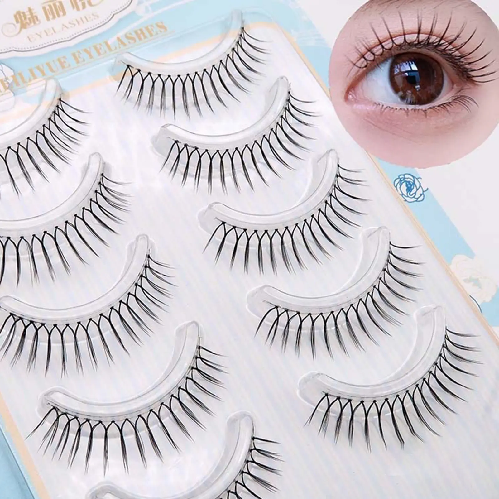 5 Pairs False Eyelashes Cosmetic Artificial Eyelashes YY Shape Natural Fake Eye Lashes for Women Daily Party Makeup