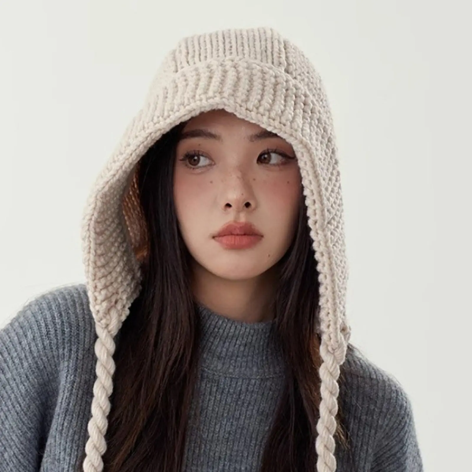 Fashion Knitted Warm Hat Hood Earmuff Hat Warm Winter Cap With Soft Fleece Lining Beanie Hat For Cold Weather Outdoor Activities