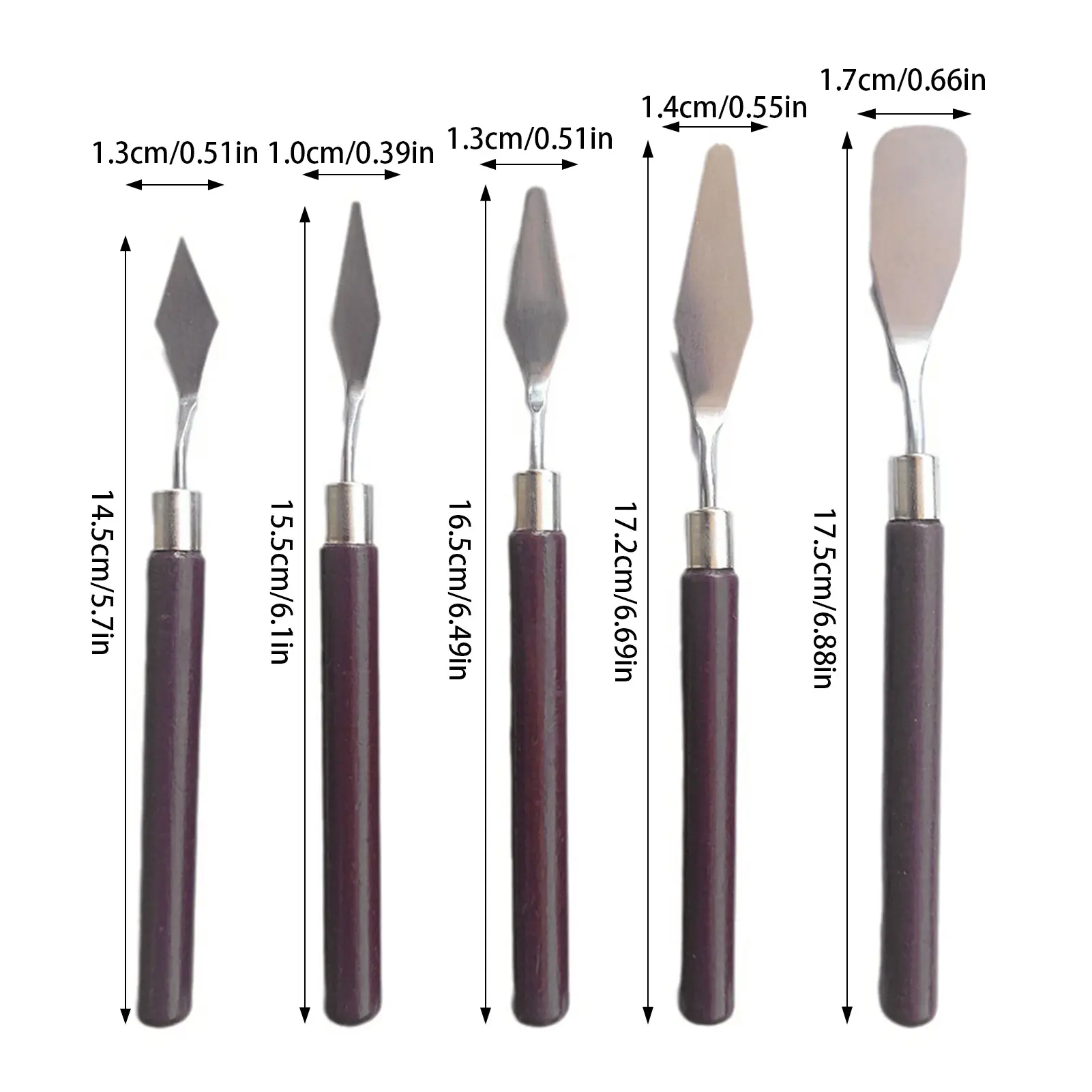 5pcs Paint Oil Painting Spatula Set Clay Scraper Wooden Handle Palette Knife Set Cake Spatula Kit Pottery Modeling Tools