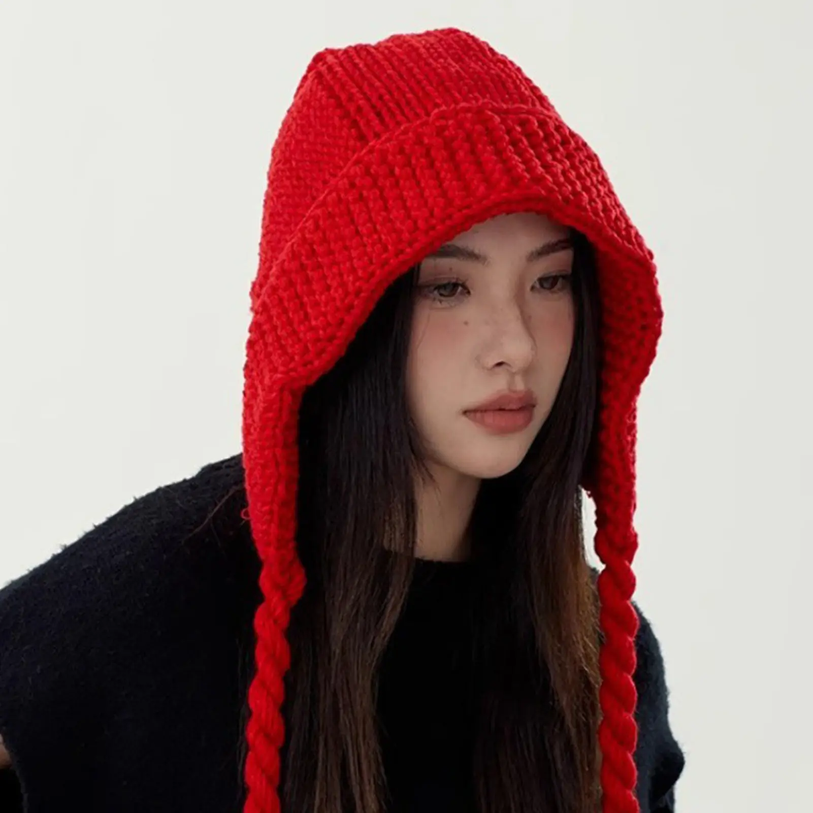 Fashion Knitted Warm Hat Hood Earmuff Hat Warm Winter Cap With Soft Fleece Lining Beanie Hat For Cold Weather Outdoor Activities