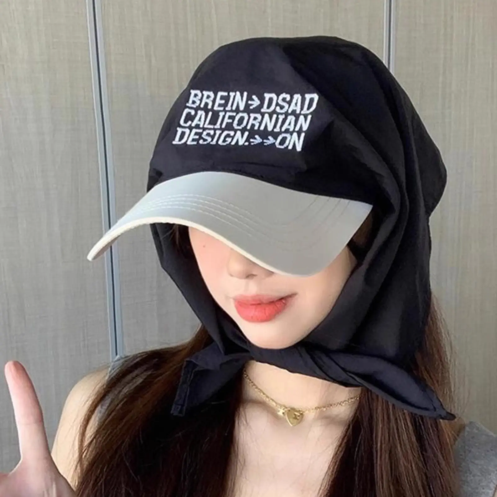 Bandana Embroidery Baseball Cap Self-Tie Headwrap Skull Cap Brim Visor Head Scarf Hat Nice Gift For Female Friends Sisters