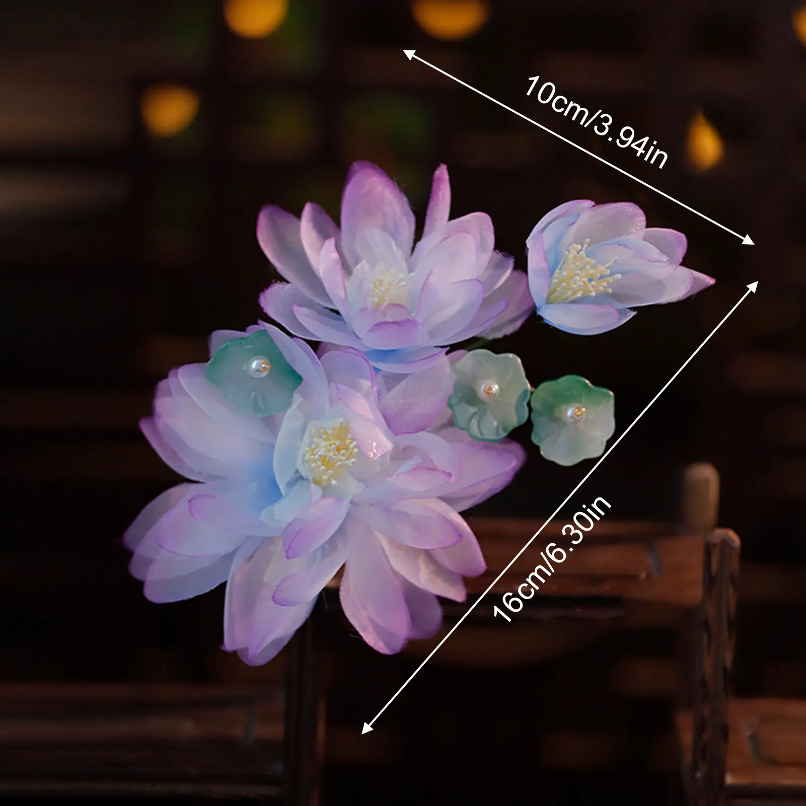 2024 New Hairpin Girl Retro Style Tulle Floral Lace Purple Silk Flower Hairpin Hanfu Headdress Accessories Modeling Tools