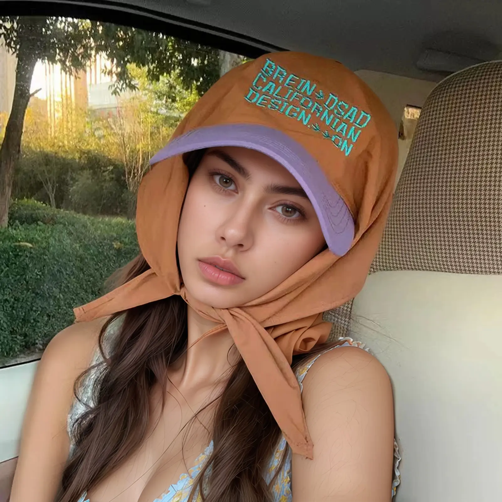 Bandana Embroidery Baseball Cap Self-Tie Headwrap Skull Cap Brim Visor Head Scarf Hat Nice Gift For Female Friends Sisters