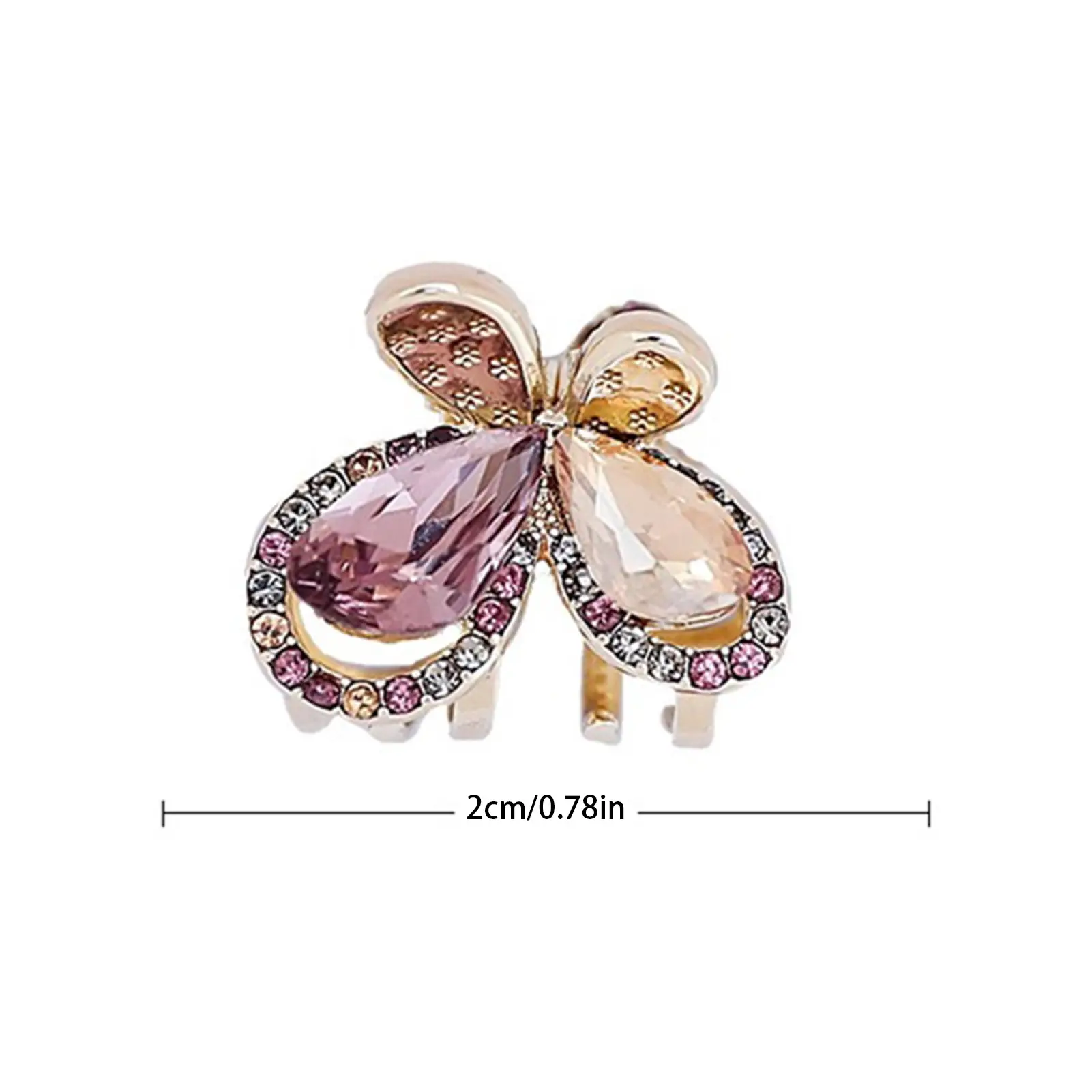 Elegant Flash Claw Women's Light Rhinestone Flower Butterfly Sweet And Small Hairpin Semi-zipper Hair Accessories Daily Use
