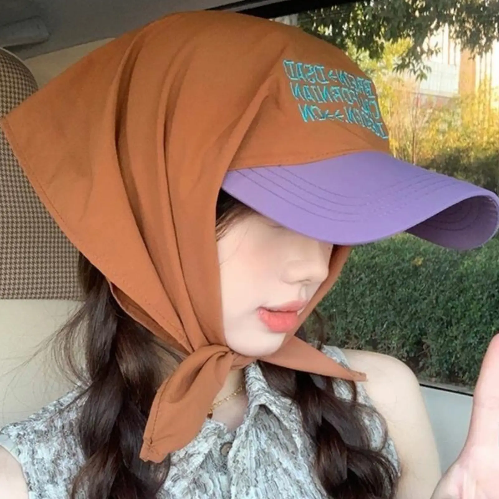 Bandana Embroidery Baseball Cap Self-Tie Headwrap Skull Cap Brim Visor Head Scarf Hat Nice Gift For Female Friends Sisters