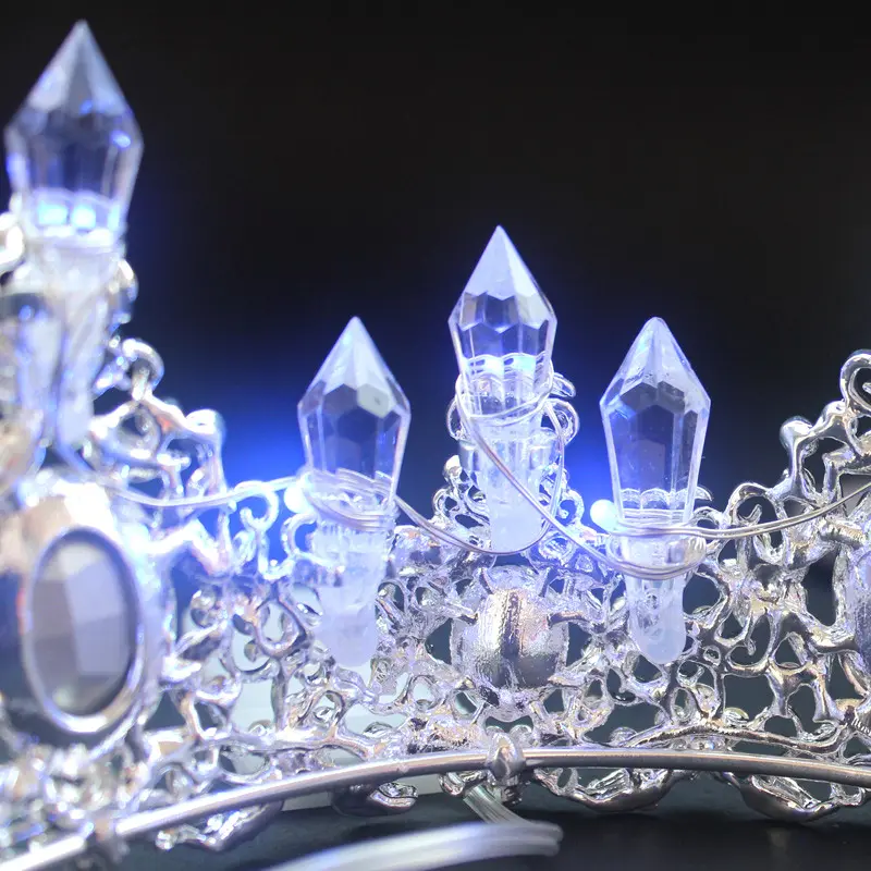 Bride Princess Crown Tiara Glowing Rhinestone LED Light Headwear Hair Accessory For Wedding Bride Princess Crown Tiara Wedding