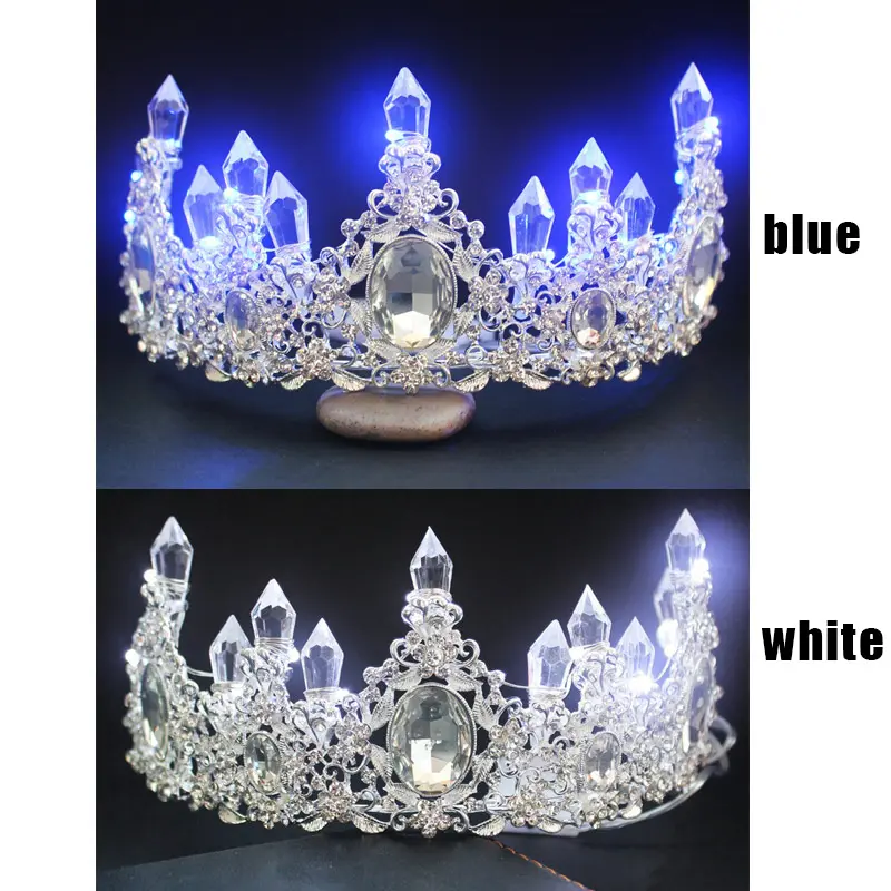 Bride Princess Crown Tiara Glowing Rhinestone LED Light Headwear Hair Accessory For Wedding Bride Princess Crown Tiara Wedding