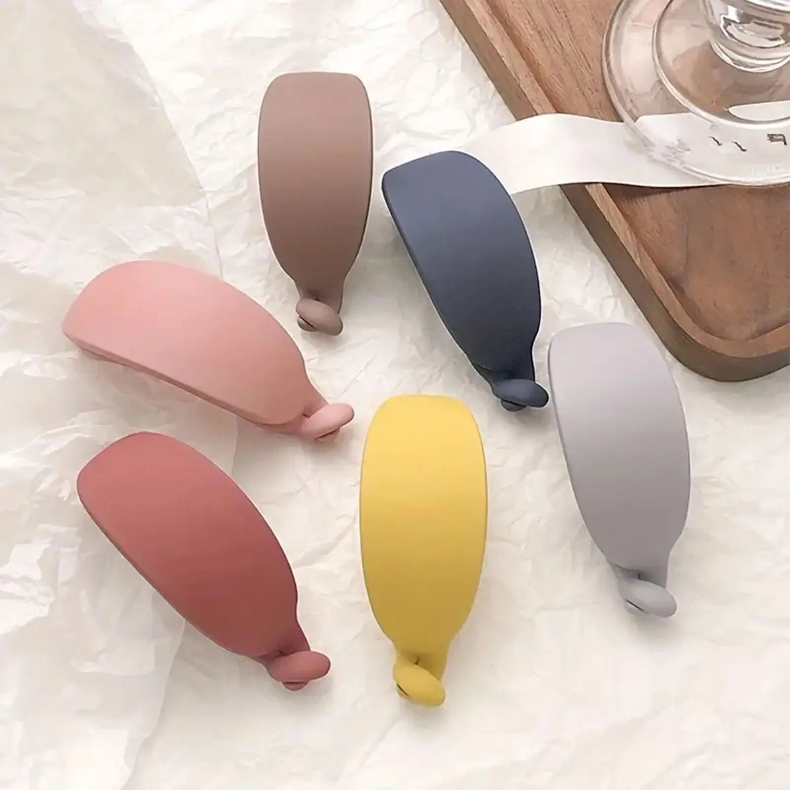 6Pcs Frosted Medium Banana Clip Claw Frosted Ponytail Buckle Ponytail Clip Hairpin Girl Hair Accessories Solid Color