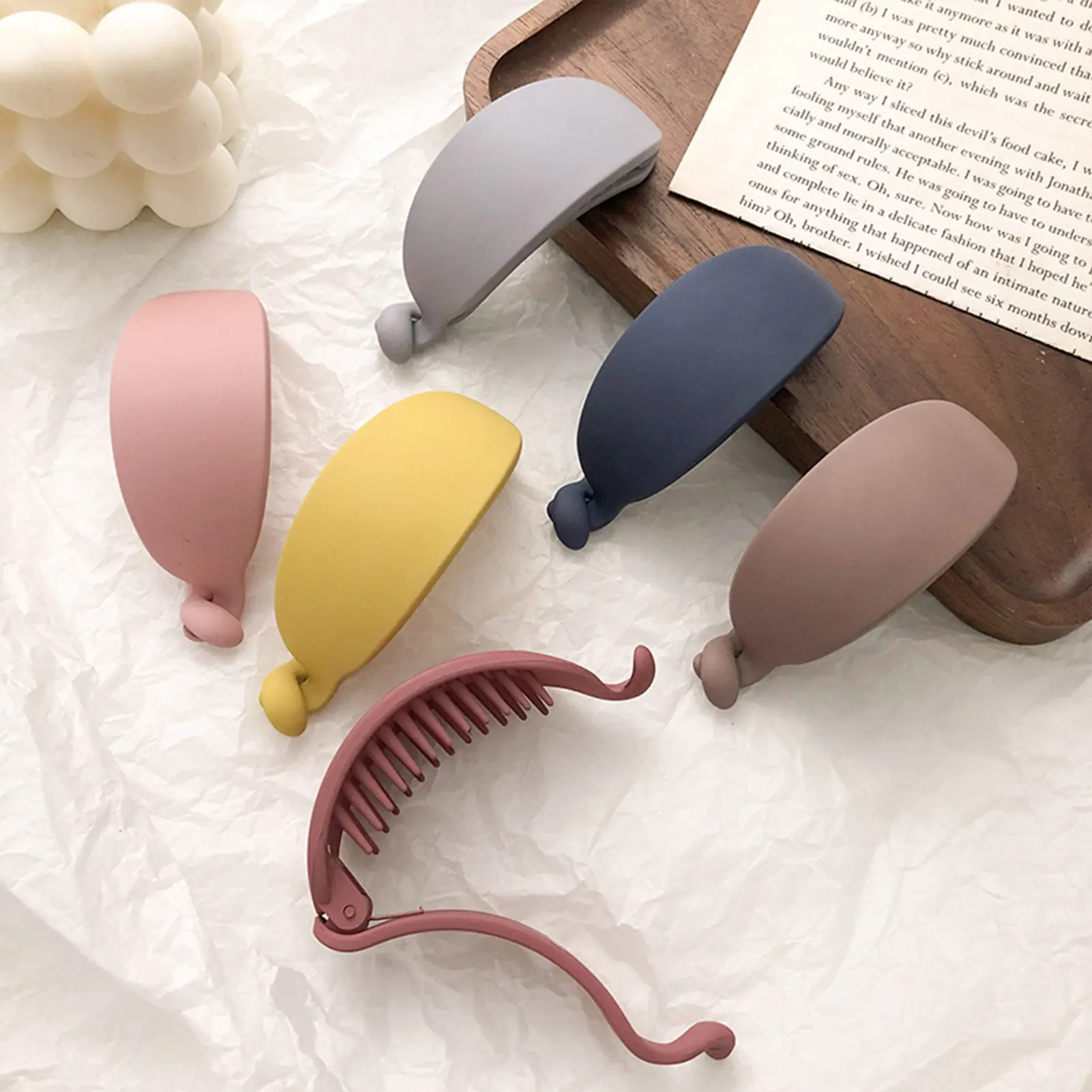 6Pcs Frosted Medium Banana Clip Claw Frosted Ponytail Buckle Ponytail Clip Hairpin Girl Hair Accessories Solid Color