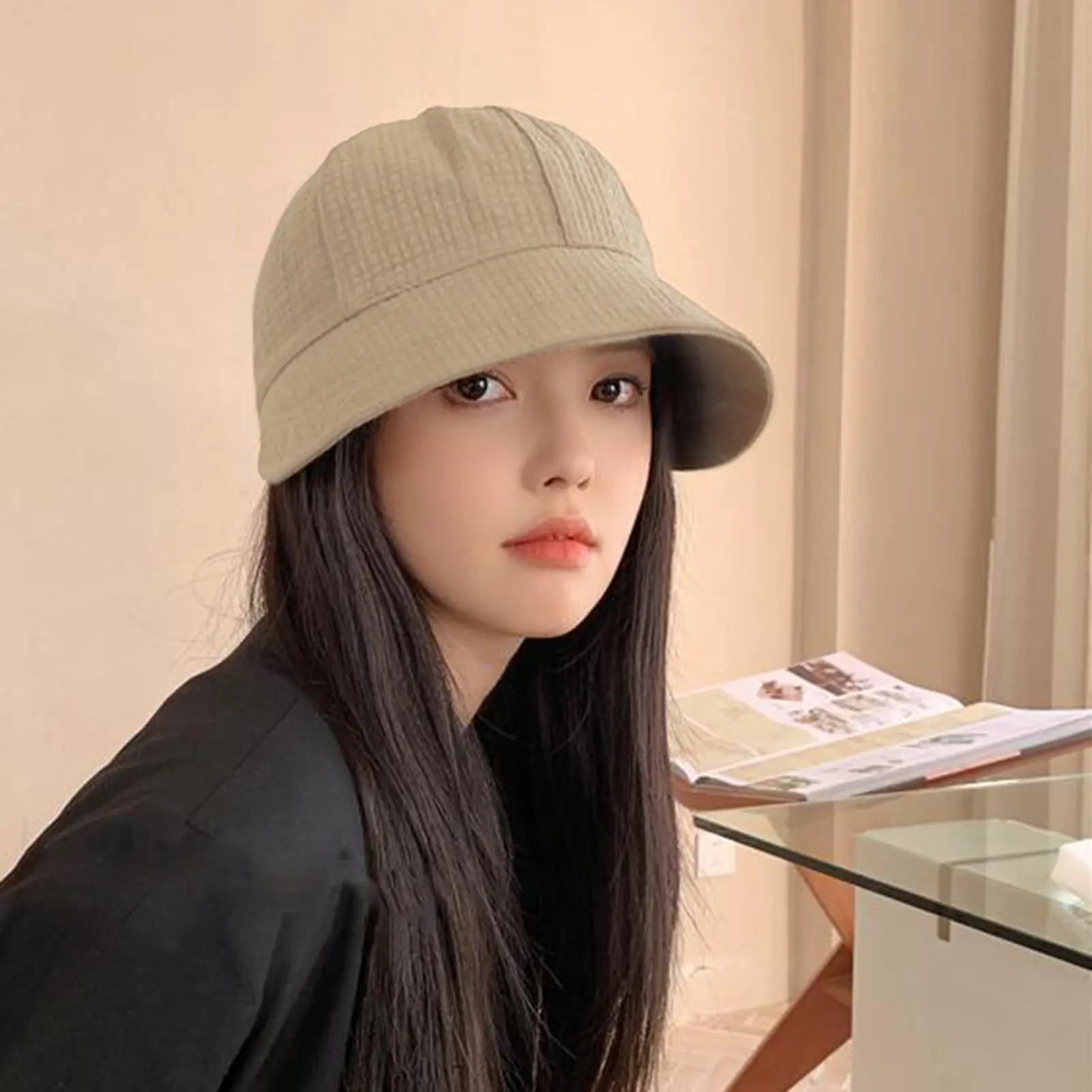 Foldable Sunhat Summer Outdoor Beach Fisherman Hat Sunscreen Protection Cap Adjustable Cotton Wide Brim Bucket Caps for Women