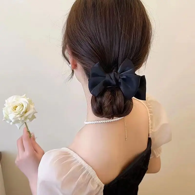 1pc Bowknot Hair Claw Satin Hair Clips Barrettes Sweet Ponytail Vintage Crab Hairpins Styling Tools Women Hair Accessories