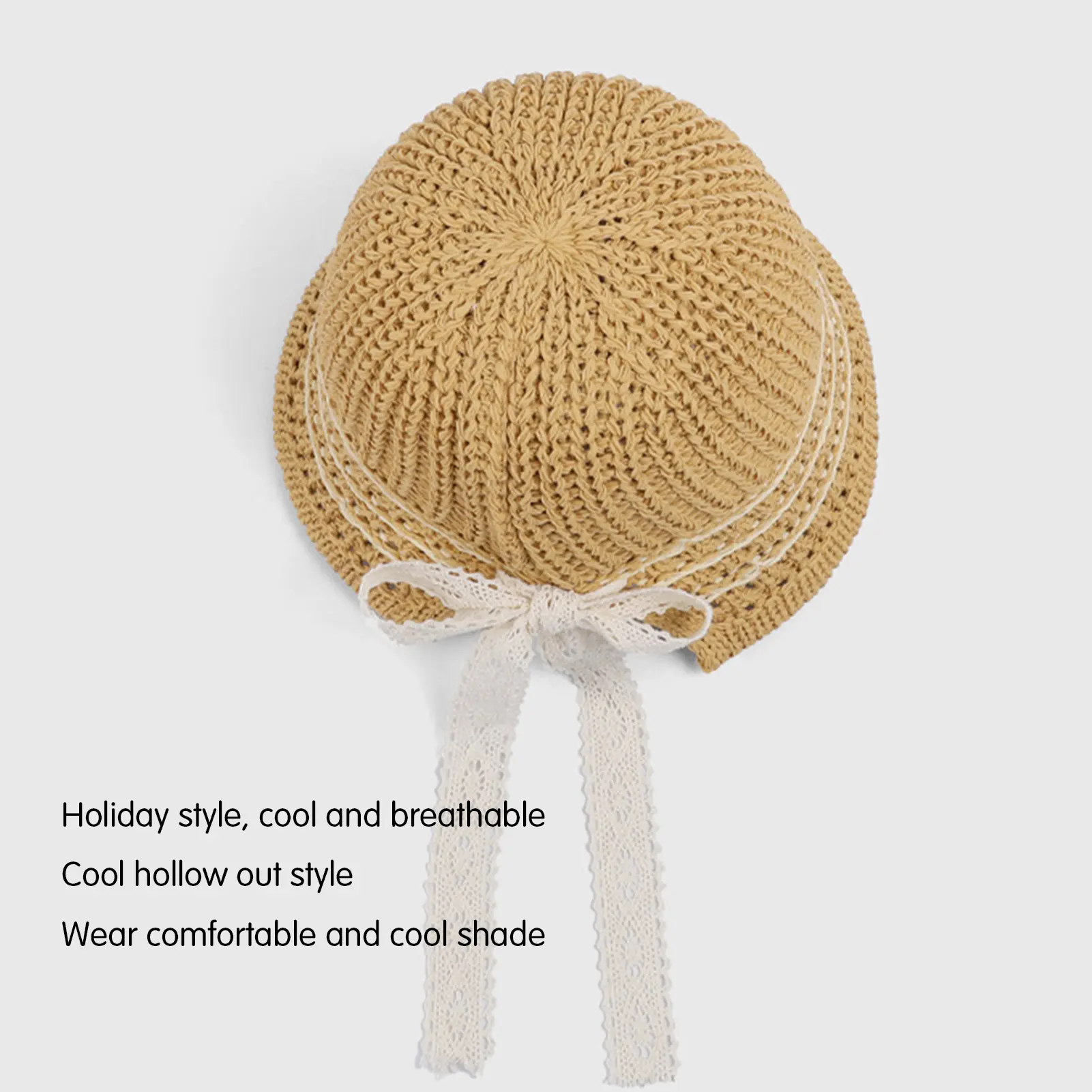 Summer UV-Protect Hat Summer Hiking Fisherman Hat Bowknot Design Sun Shade Fisherman Hat for Home Office Travel Hiking Gift
