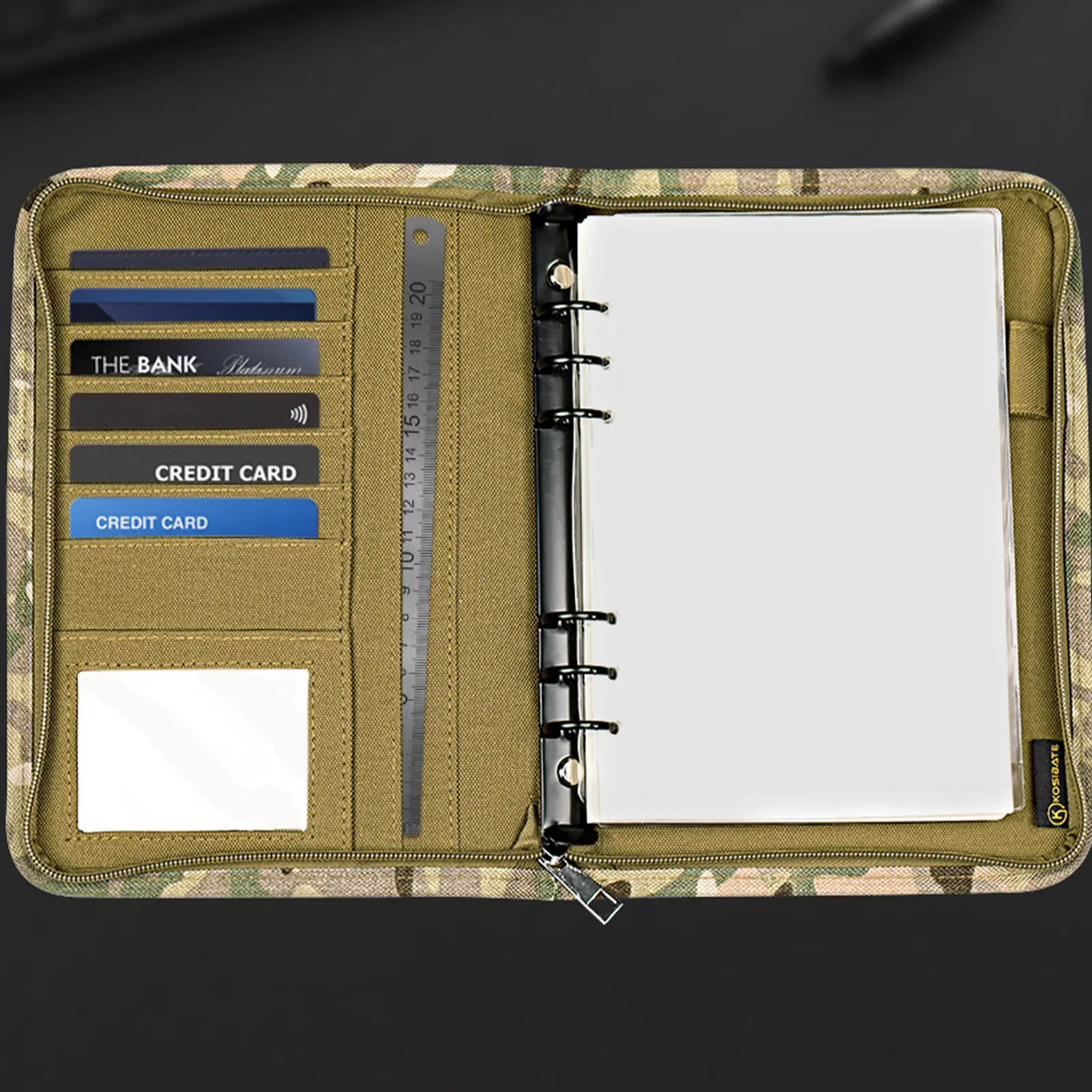 1pc Camouflage Zipper Notebook Outdoor Padfolio Binder 80 Sheets Loose-leaf Paper Memorandum A5 Weatherproof Tactical Notebook