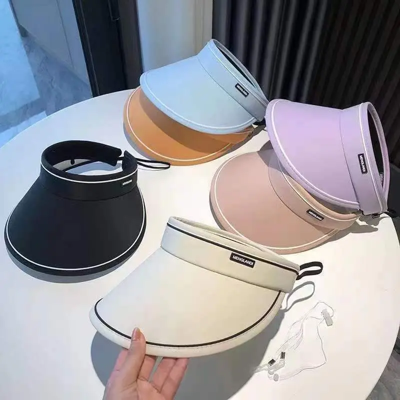 Women Summer Wide Brim Sun Hat Outdoor Ponytail Empty Top Uv Protection Cap Female Lady Tour Beach Foldable Sunscreen Hats