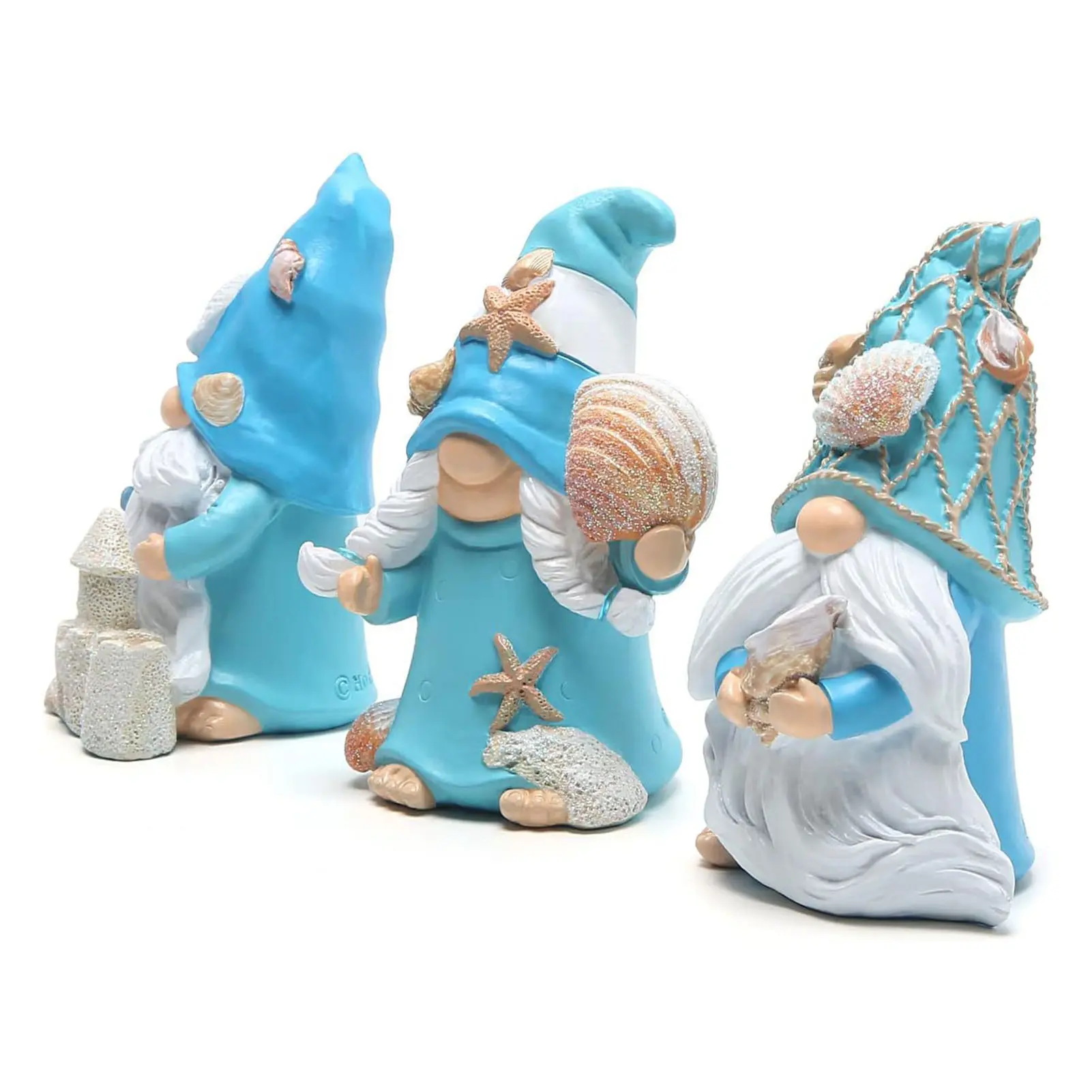 1pc Garden Gnome Figurines Summer Beach Style Ocean Element Resin Dwarf Statue for Shelves Dining Tables Decoration