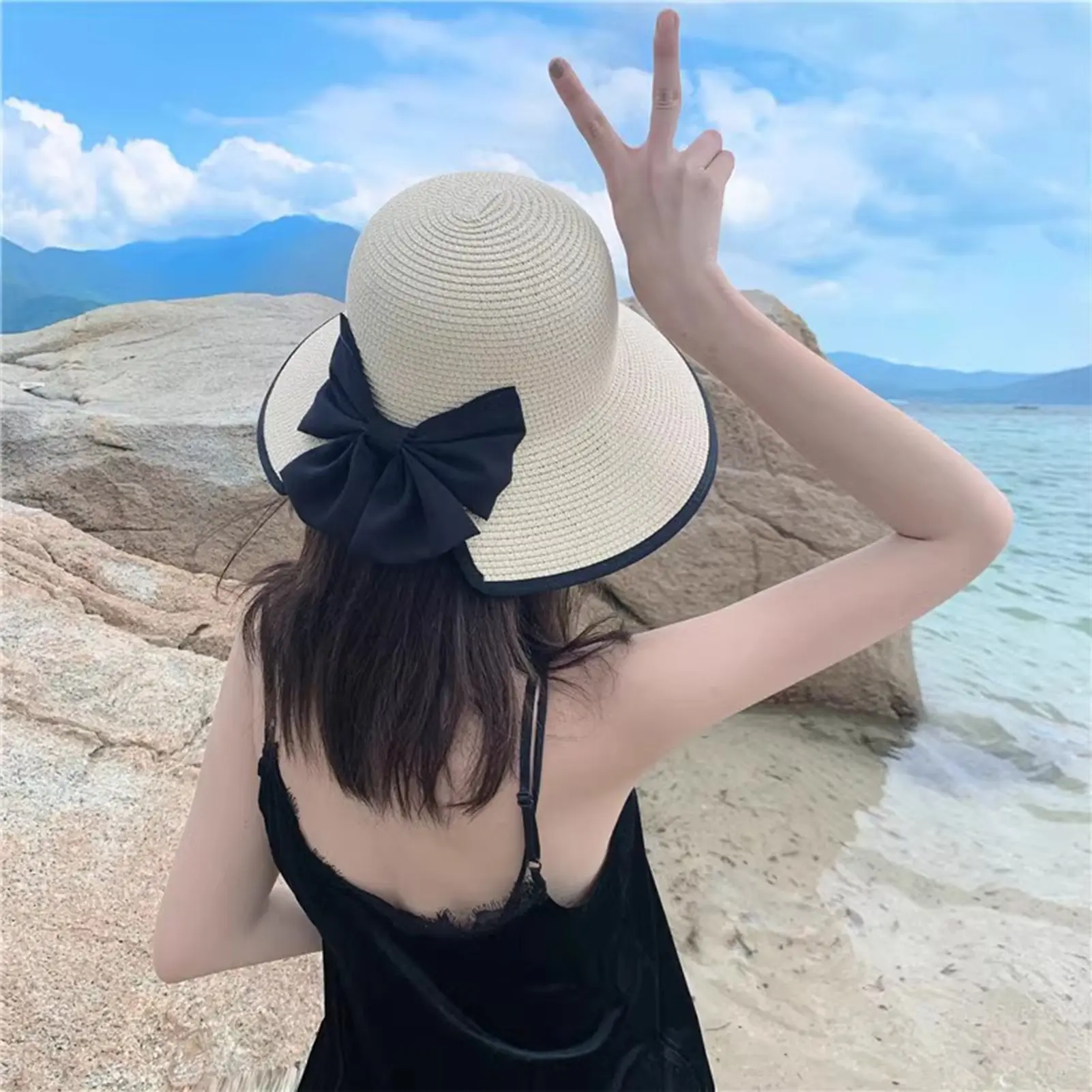 Summer Girls Sun Hats Summer Beach Straw Sun Hat Beach Vacation Sun Protection Sun Hats for Outdoor Sports Hiking Travel