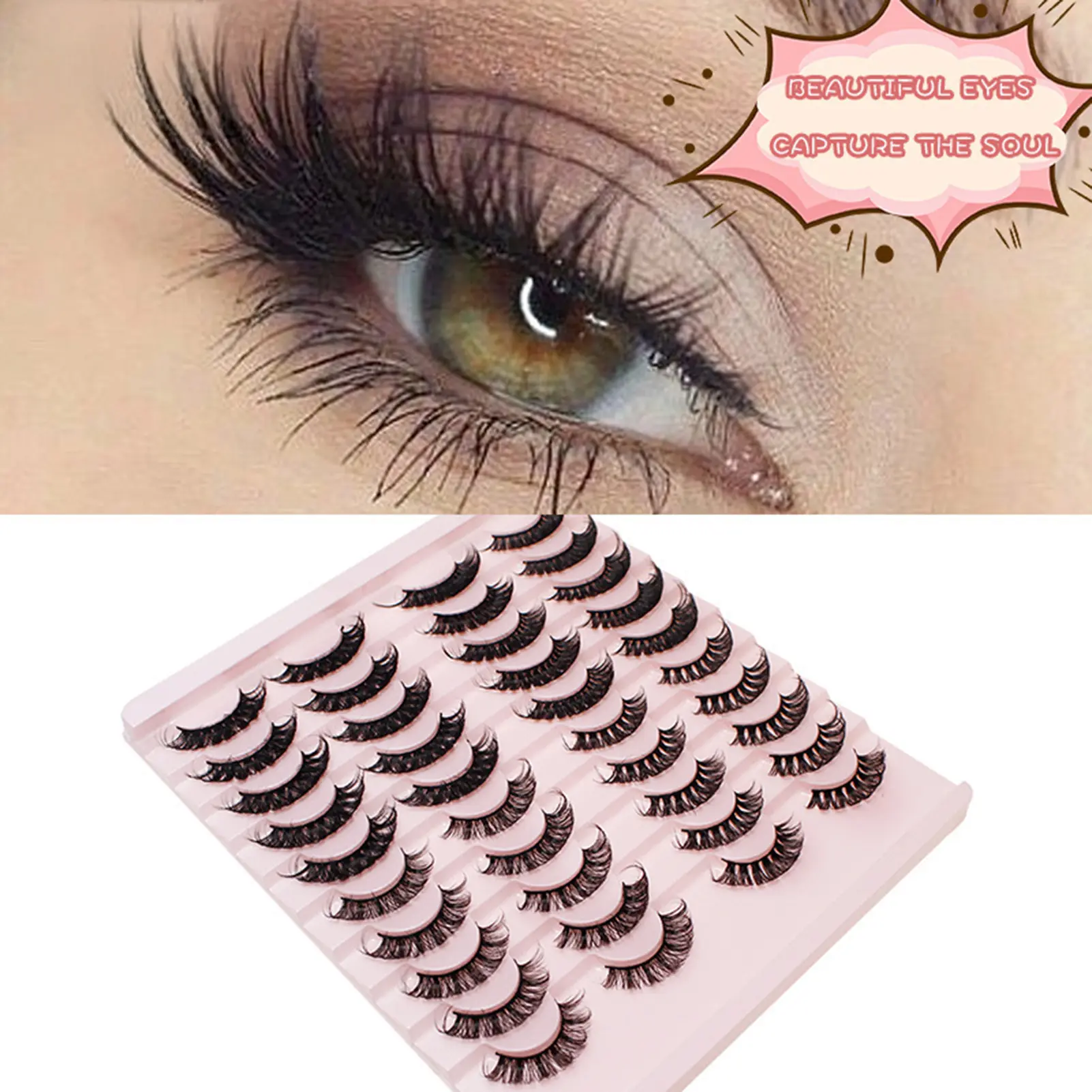 20 Pairs False Eyelashes Light Long-Lasting Segmented Lashes for Themed Party Stage Makeup Woman Naturally Makeup Tools