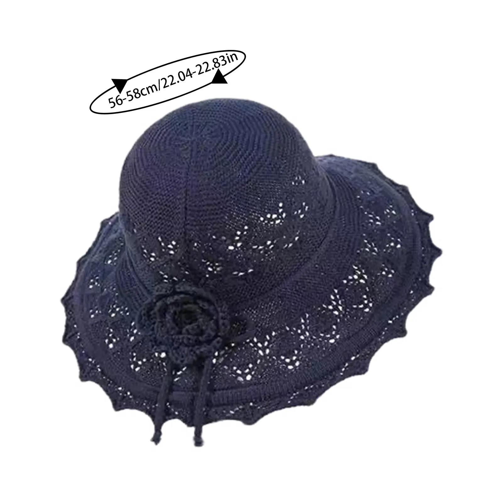 Summer Crochet Straw Hat For Women Beach Hat Flower Wide Brim Beach Sun Hat Female Panama Straw Hat Lightweight Floppy Hat